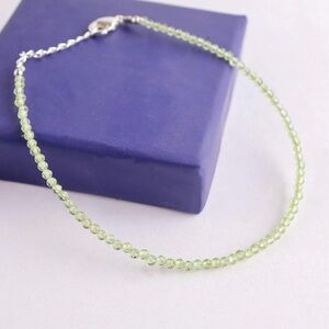 NIB Peridot Natural Multifaceted Handmade Gemstone Dainty Boho Layering Bracelet